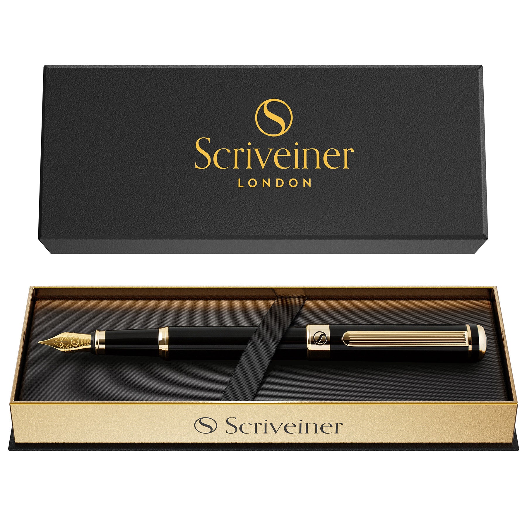 Classic Black Lacquer Fountain Pen - Fine Nib