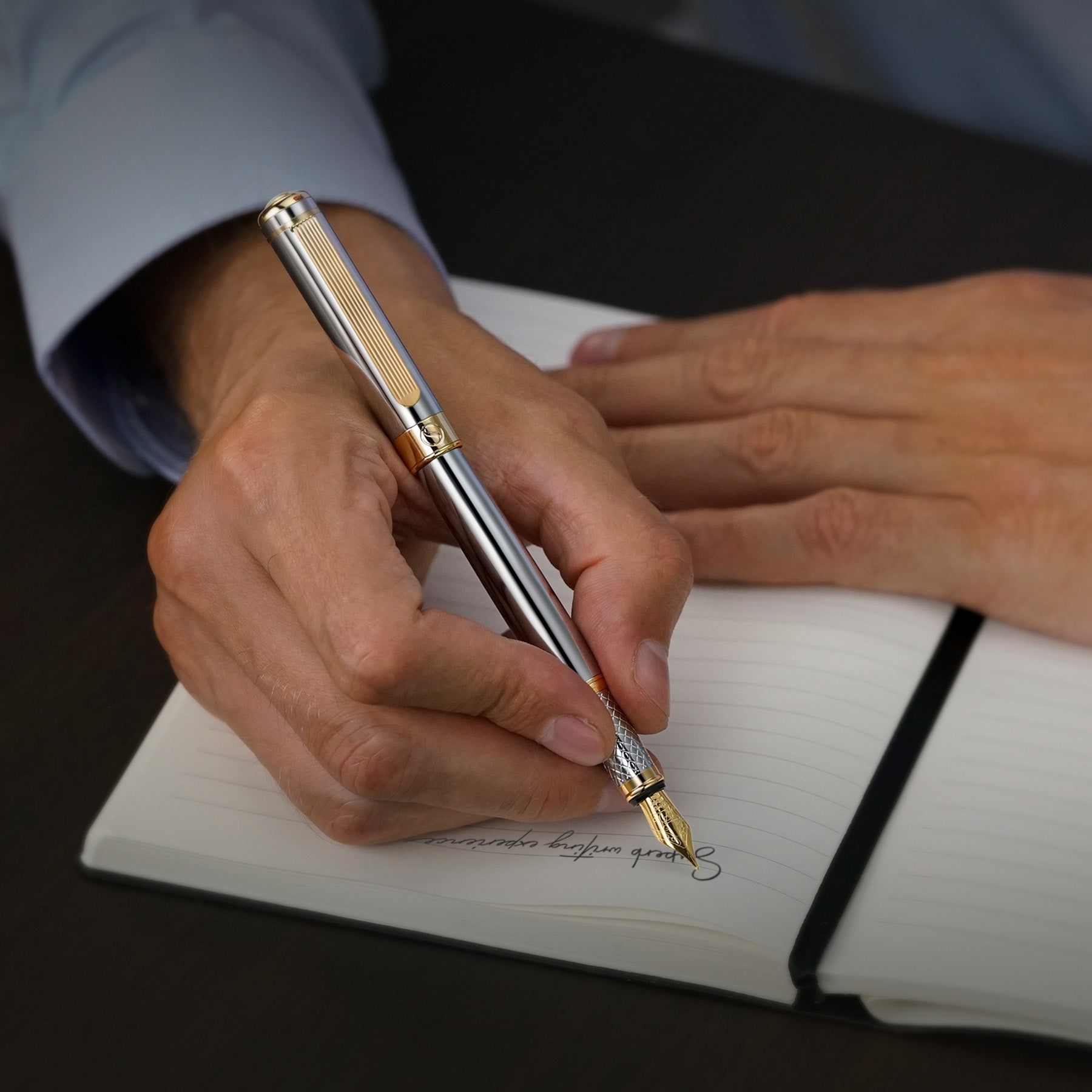 Scriveiner Classic Silver Chrome Fountain Pen - Fine Nib