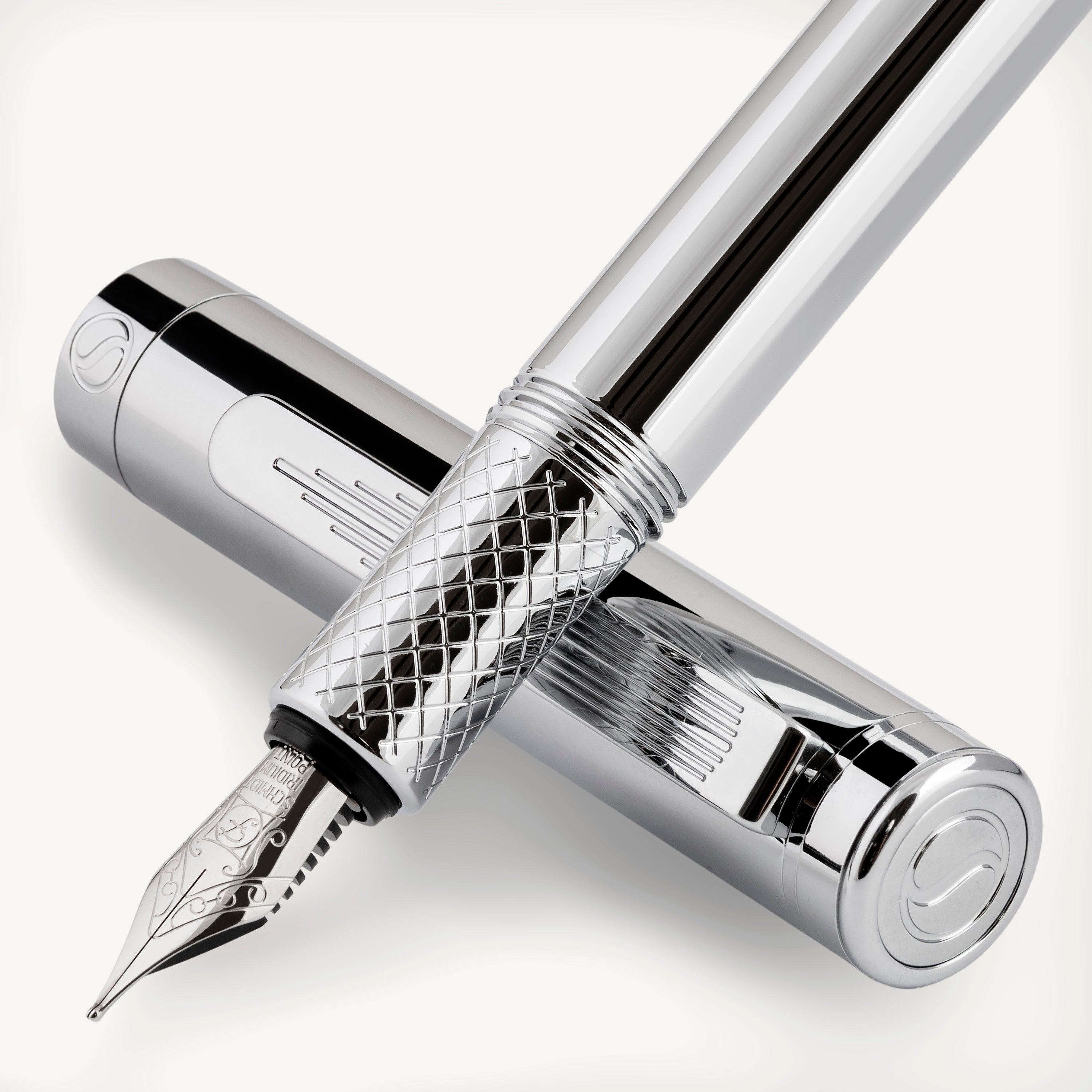 Scriveiner EDC Silver Chrome Fountain Pen - Fine Nib - Custom