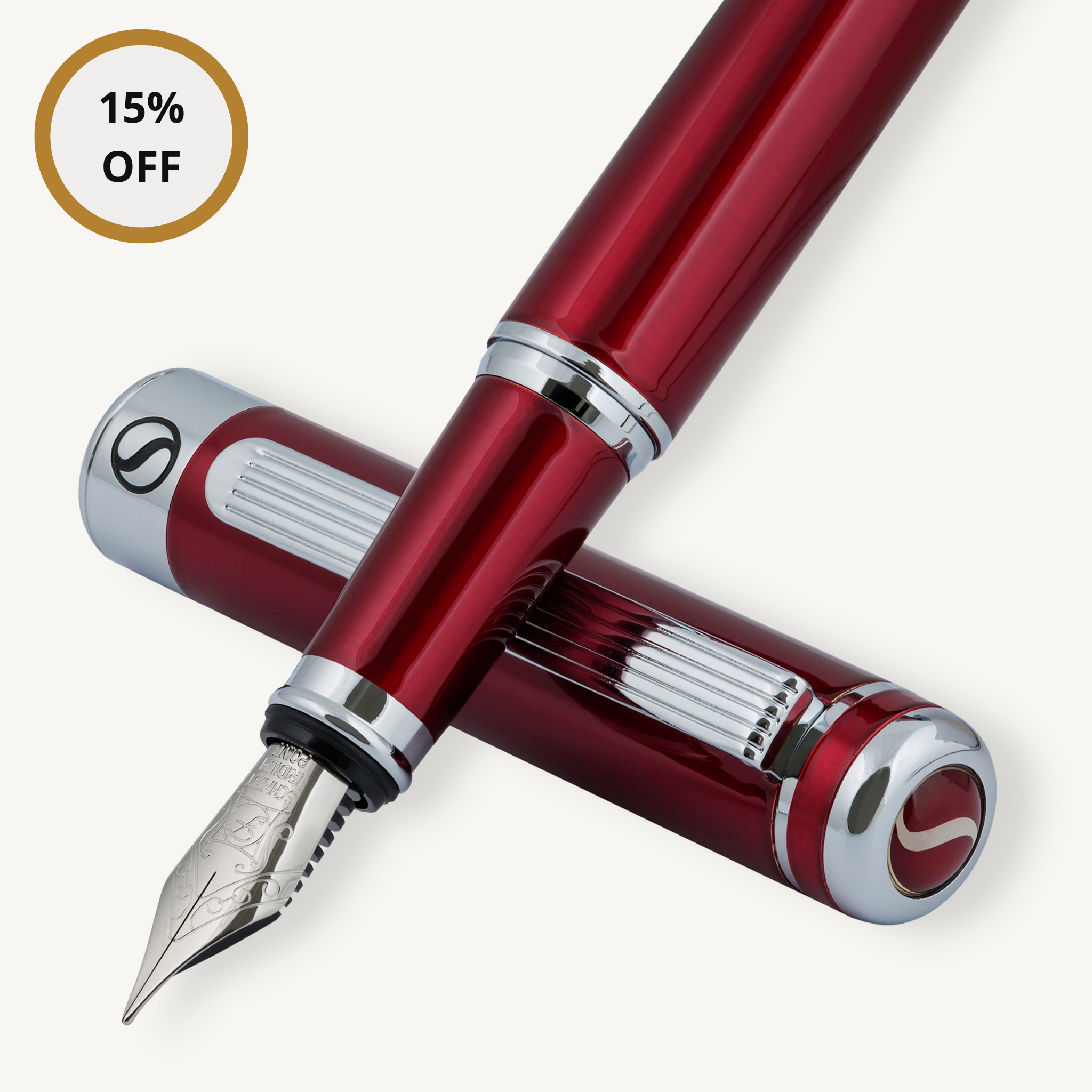 Classic Crimson Red Fountain Pen - Medium Nib