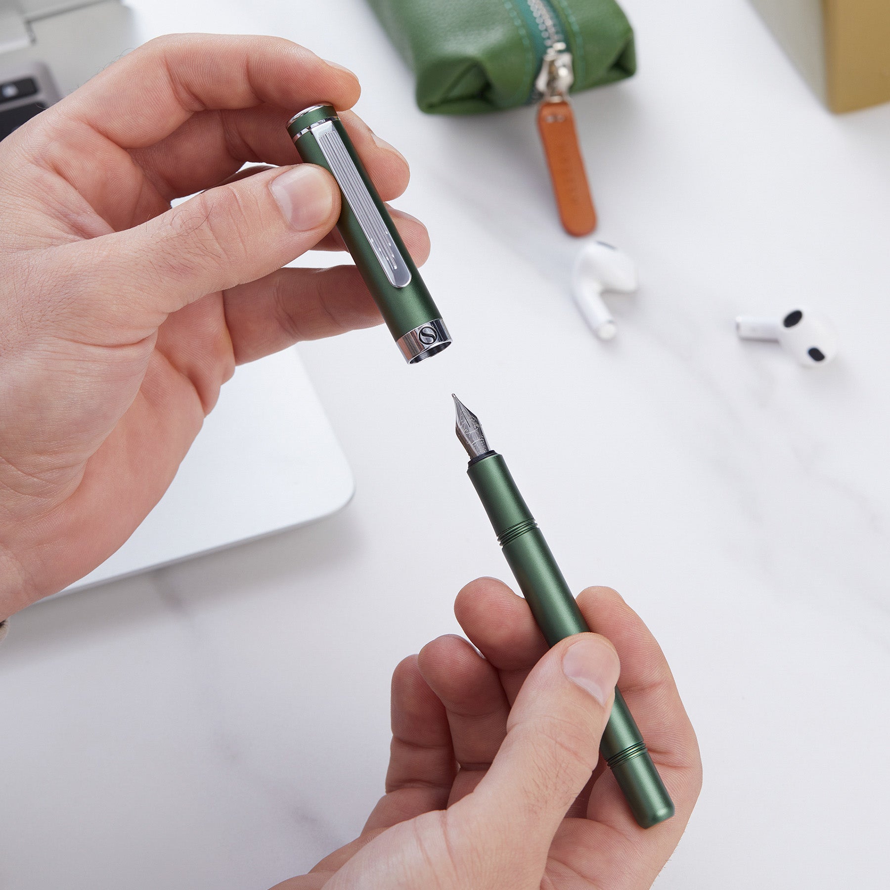 EDC Matte Green Fountain Pen - Fine Nib