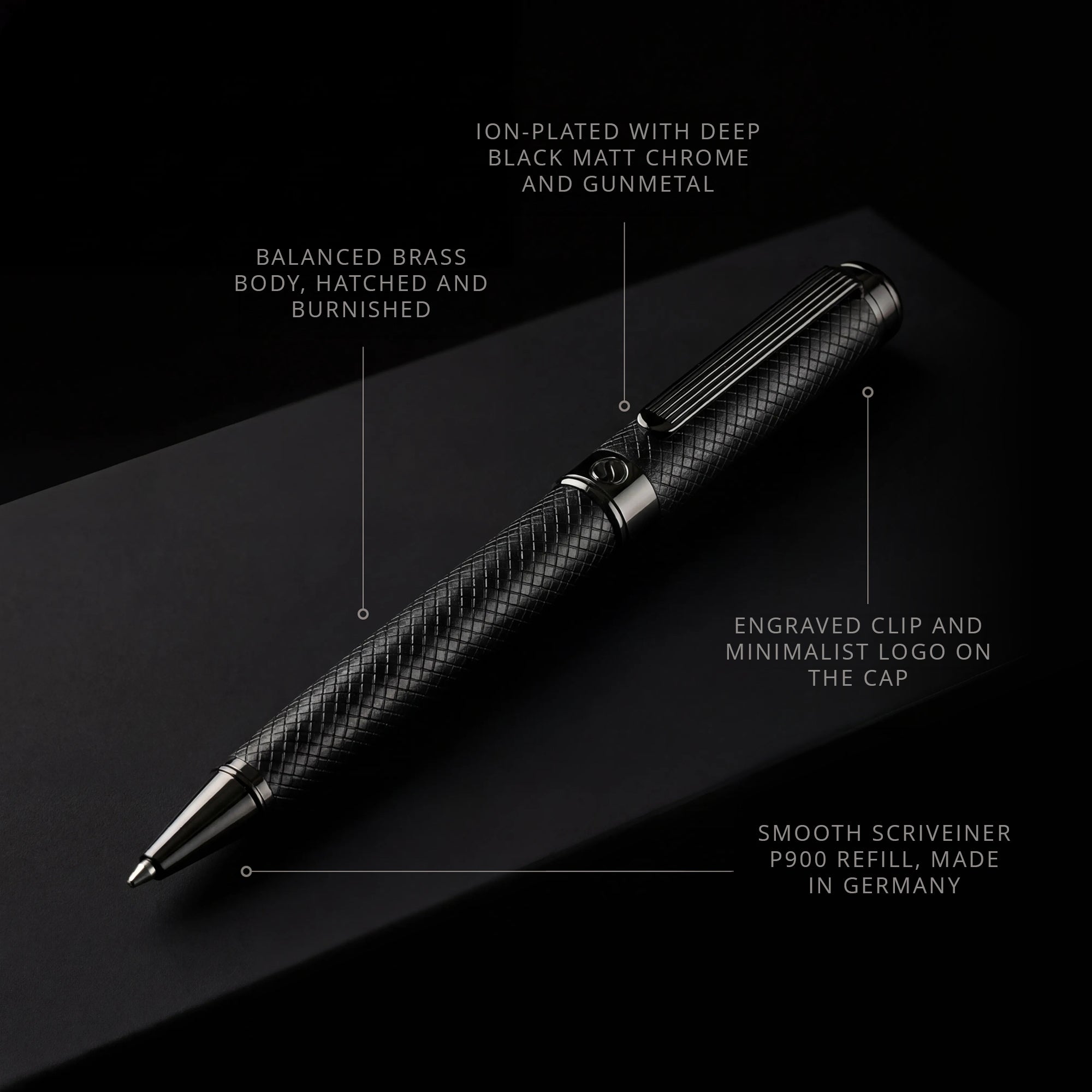 Scriveiner Classic All Black Ballpoint Pen