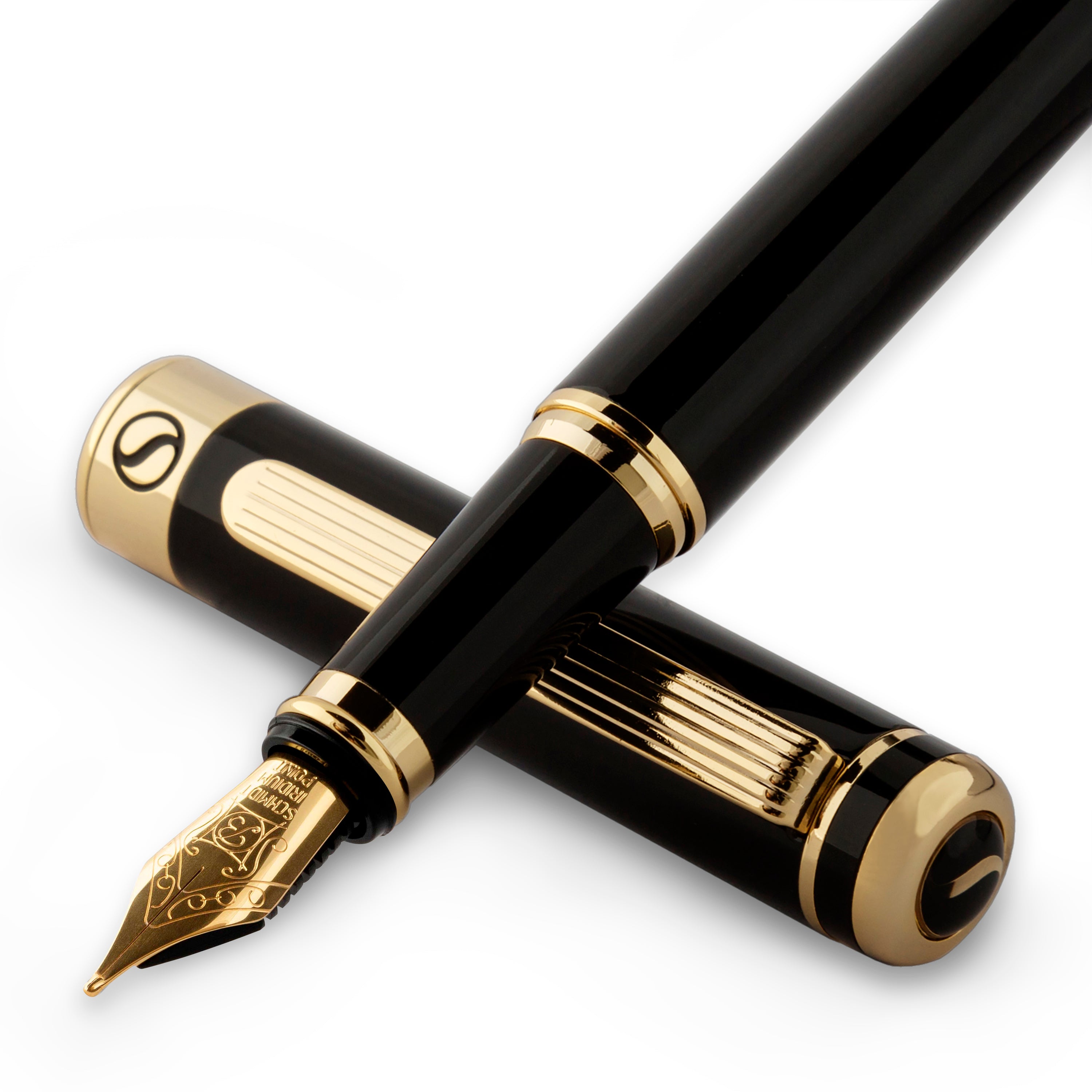 Classic Black Lacquer Fountain Pen - Broad Nib