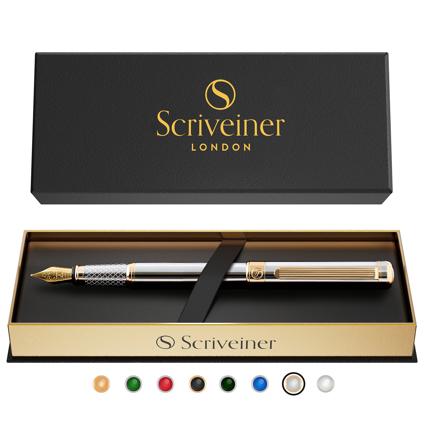 Scriveiner Classic Silver Chrome fountain Pen - Extra Fine Nib